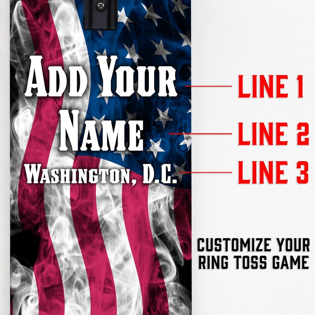 Customizable Wall Mounted Folding Ring Toss - American Flag Smoke