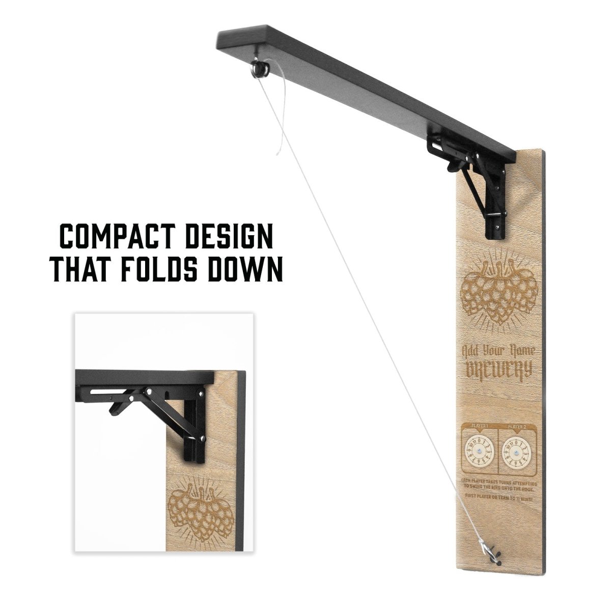 Customizable Engraved Wall Mounted Folding Ring Toss - Brewery Beer Hop