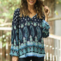 Indigo Paisley Motif Rayon Blouse Crafted in Thailand - Tender Paisleys