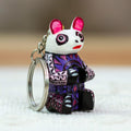 Cute Wood Alebrije Panda Key Fob - Wide-Eyed Panda
