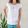 White Double Cotton Gauze Sleeveless Blouse - Fresh Air in White