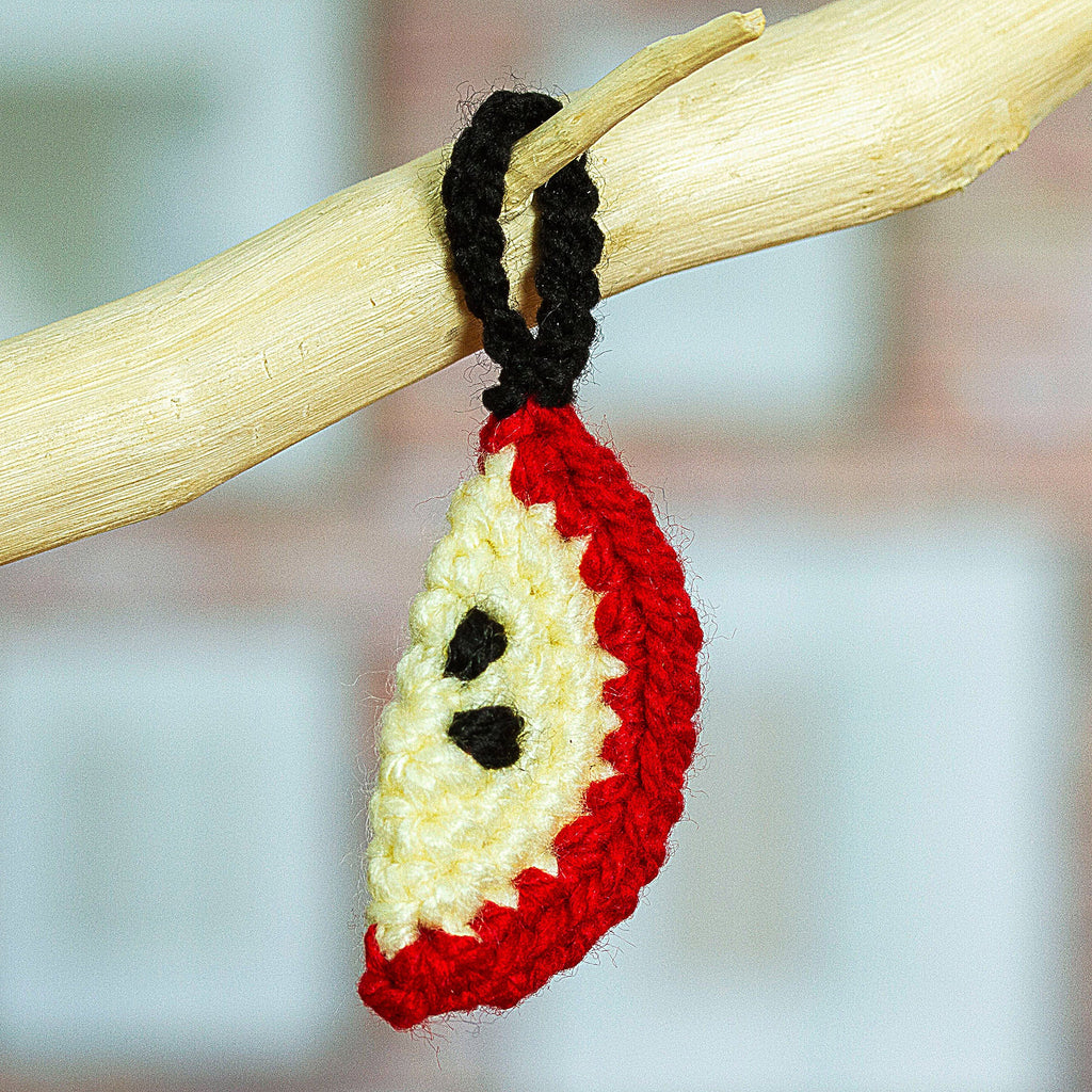 Apple-themed Crocheted Charm for Handbags Handmade in Mexico - Cute Apple