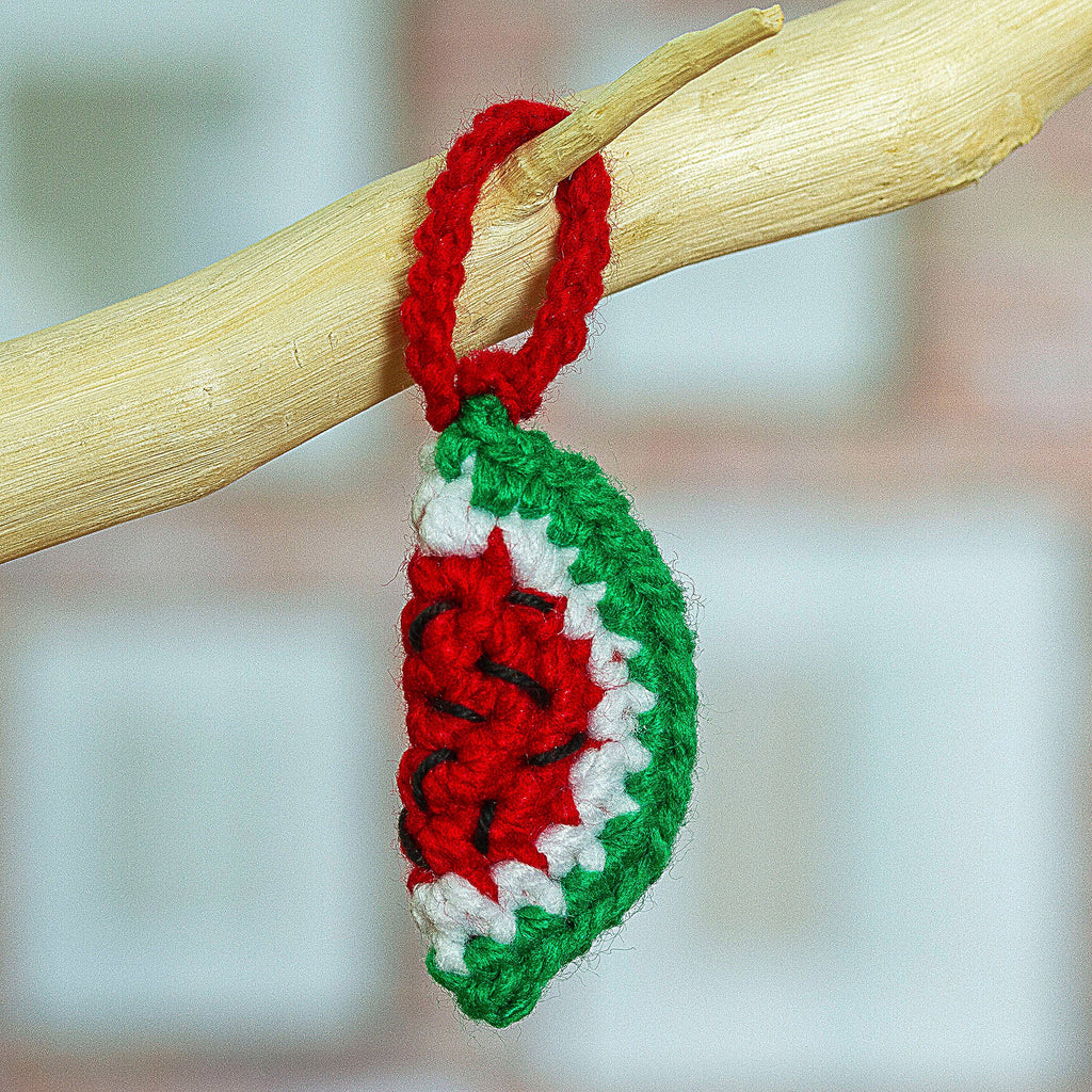 Watermelon Crocheted Charm for Handbags Handmade in Mexico - Cute Watermelon