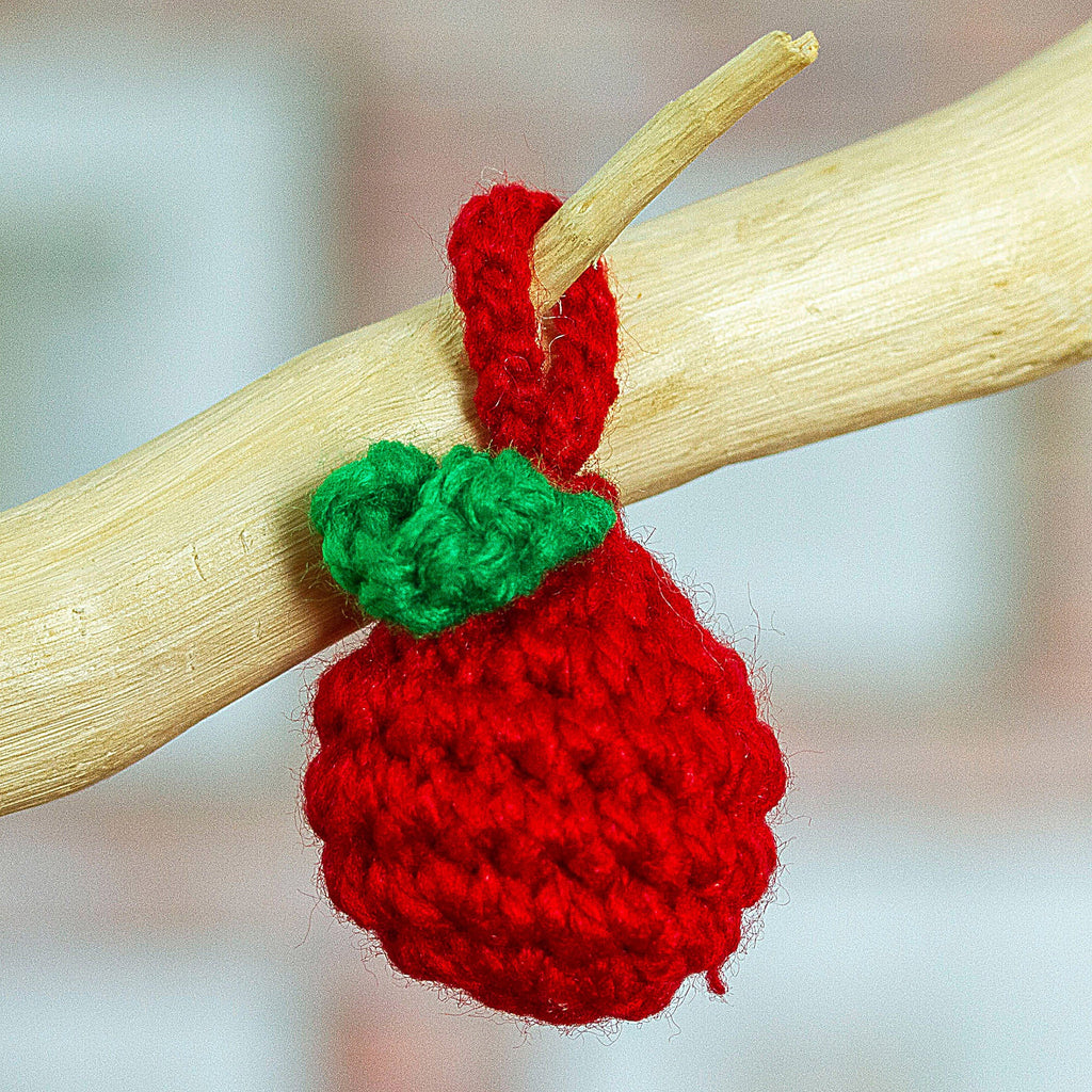 Cherry Crocheted Charm for Handbags Handmade in Mexico - Cute Cherry