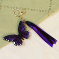 Hand-Painted Wood Butterfly Keychain and Bag Charm in Purple - Monarchs of Hope