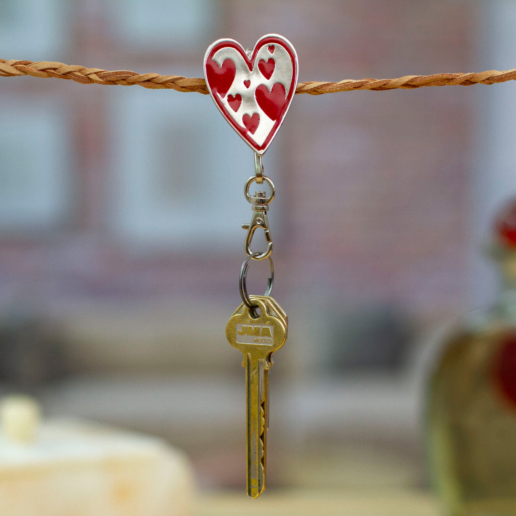Heart-Shaped Zamac Metal and Red Resin Keychain - Passion Everyday