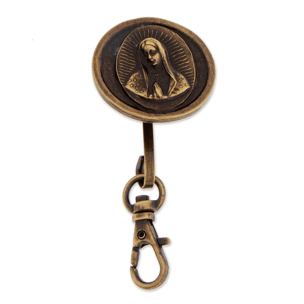 Antique-Finished Our Lady of Guadalupe Zamac Metal Keychain - Guadalupe's Loyalty