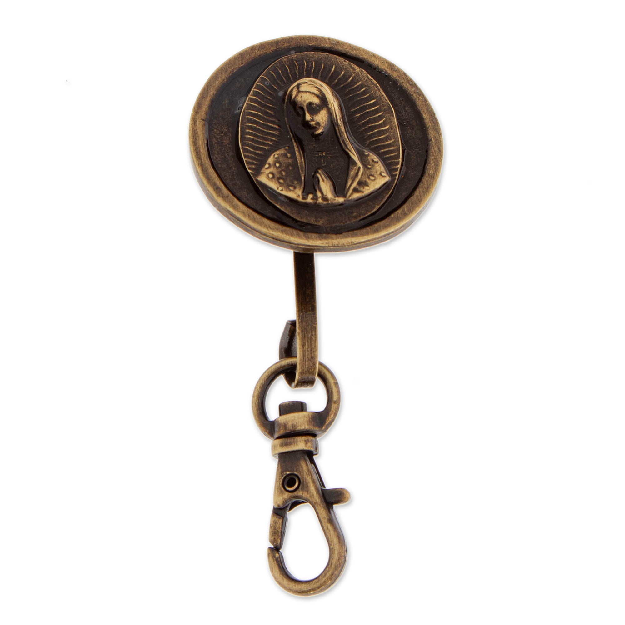 Antique-Finished Our Lady of Guadalupe Zamac Metal Keychain - Guadalupe's Loyalty