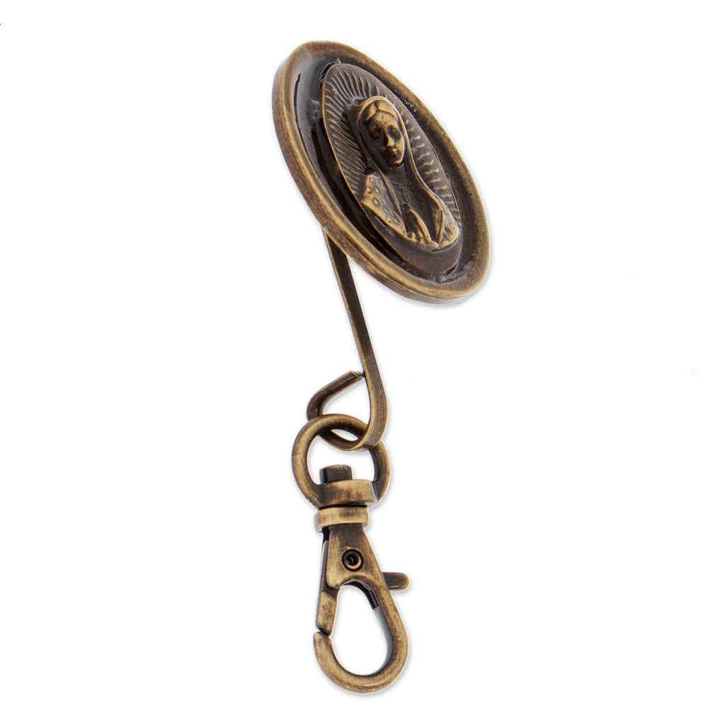 Antique-Finished Our Lady of Guadalupe Zamac Metal Keychain - Guadalupe's Loyalty