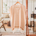 Handwoven Striped Fringed Cotton Tunic or Swimsuit Cover-Up - Summer Stripes