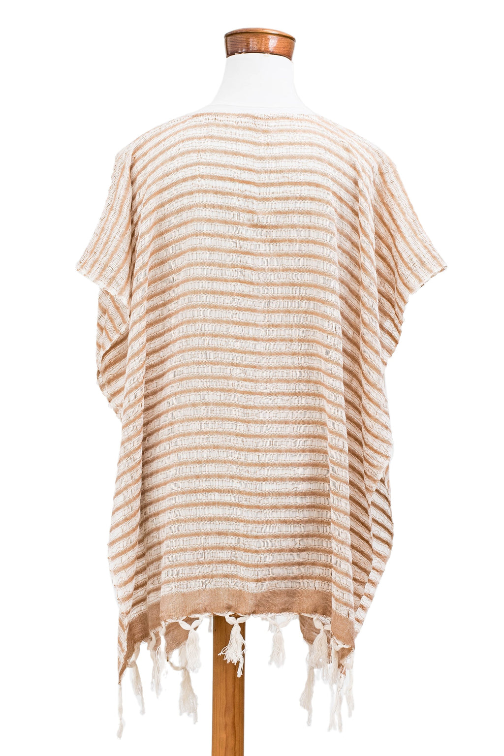 Handwoven Striped Fringed Cotton Tunic or Swimsuit Cover-Up - Summer Stripes