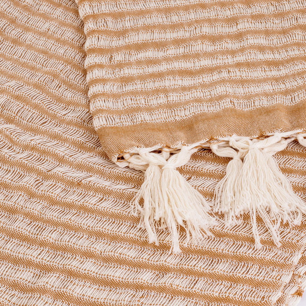 Handwoven Striped Fringed Cotton Tunic or Swimsuit Cover-Up - Summer Stripes