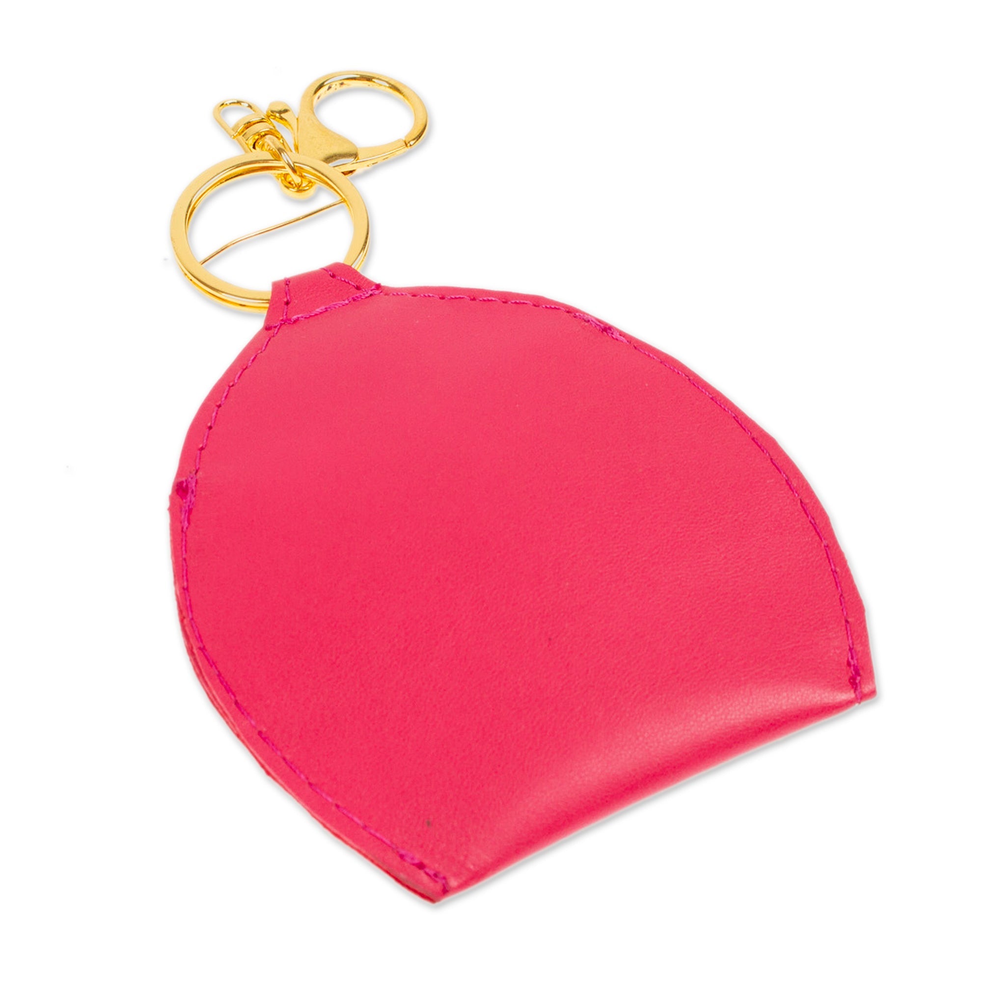 Floral Hand-Painted Fuchsia Faux Leather Coin Purse Keychain - Fuchsia Coins