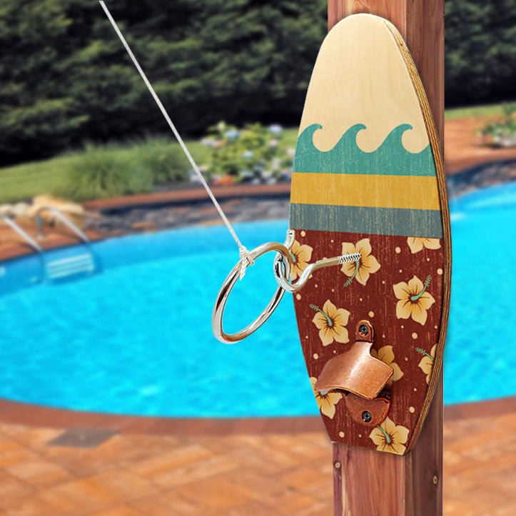 Wall Mounted Ring Toss Game with Bottle Opener - Surfboard - Wave