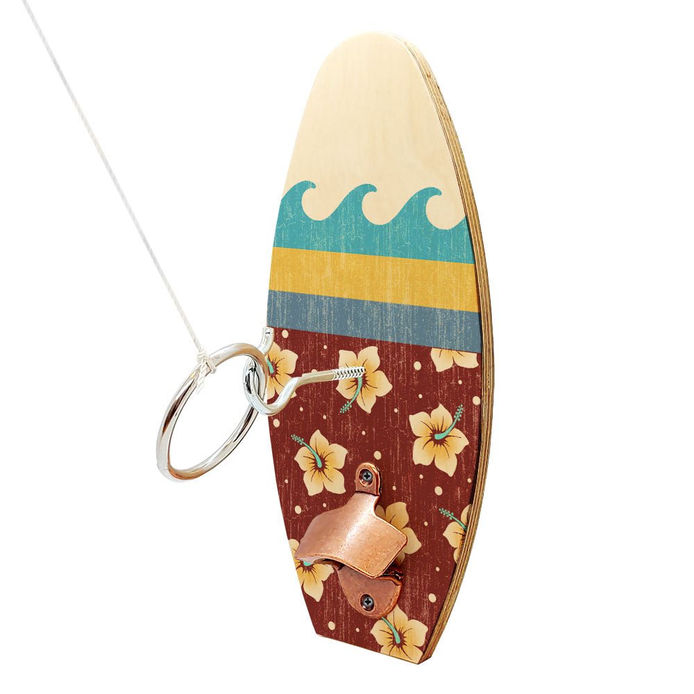 Wall Mounted Ring Toss Game with Bottle Opener - Surfboard - Wave